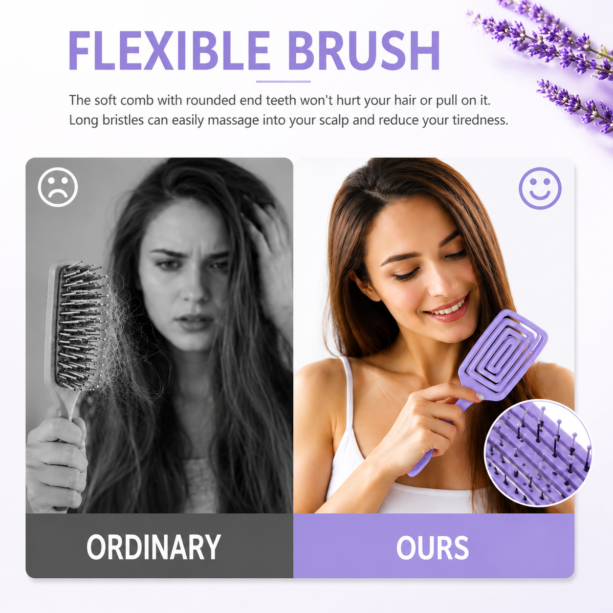 Flexible Bristle Detangle  Hair Brush