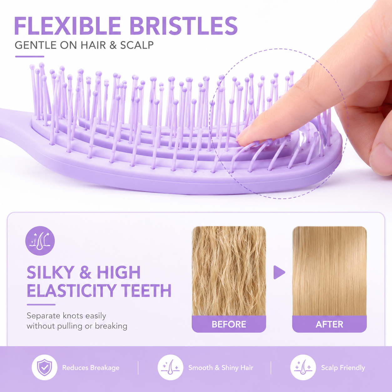 Flexible Bristle Detangle  Hair Brush