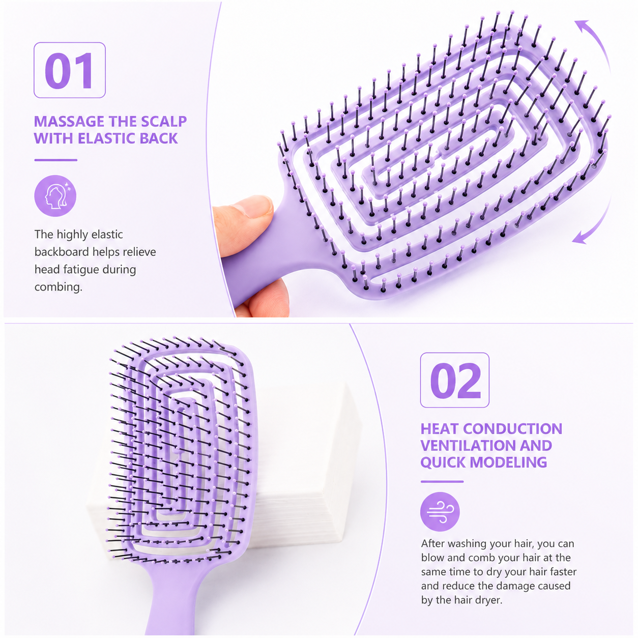 Flexible Bristle Detangle  Hair Brush