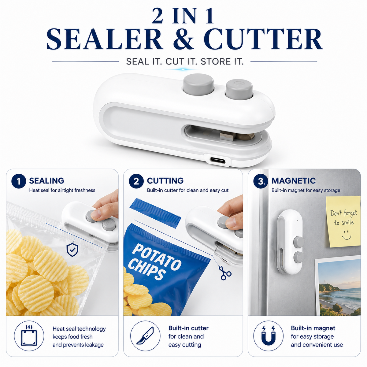 InstantSeal - 2 in 1 bag sealer & cutter