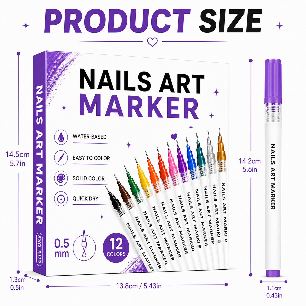 Nail Art Pens Set 12 Colors