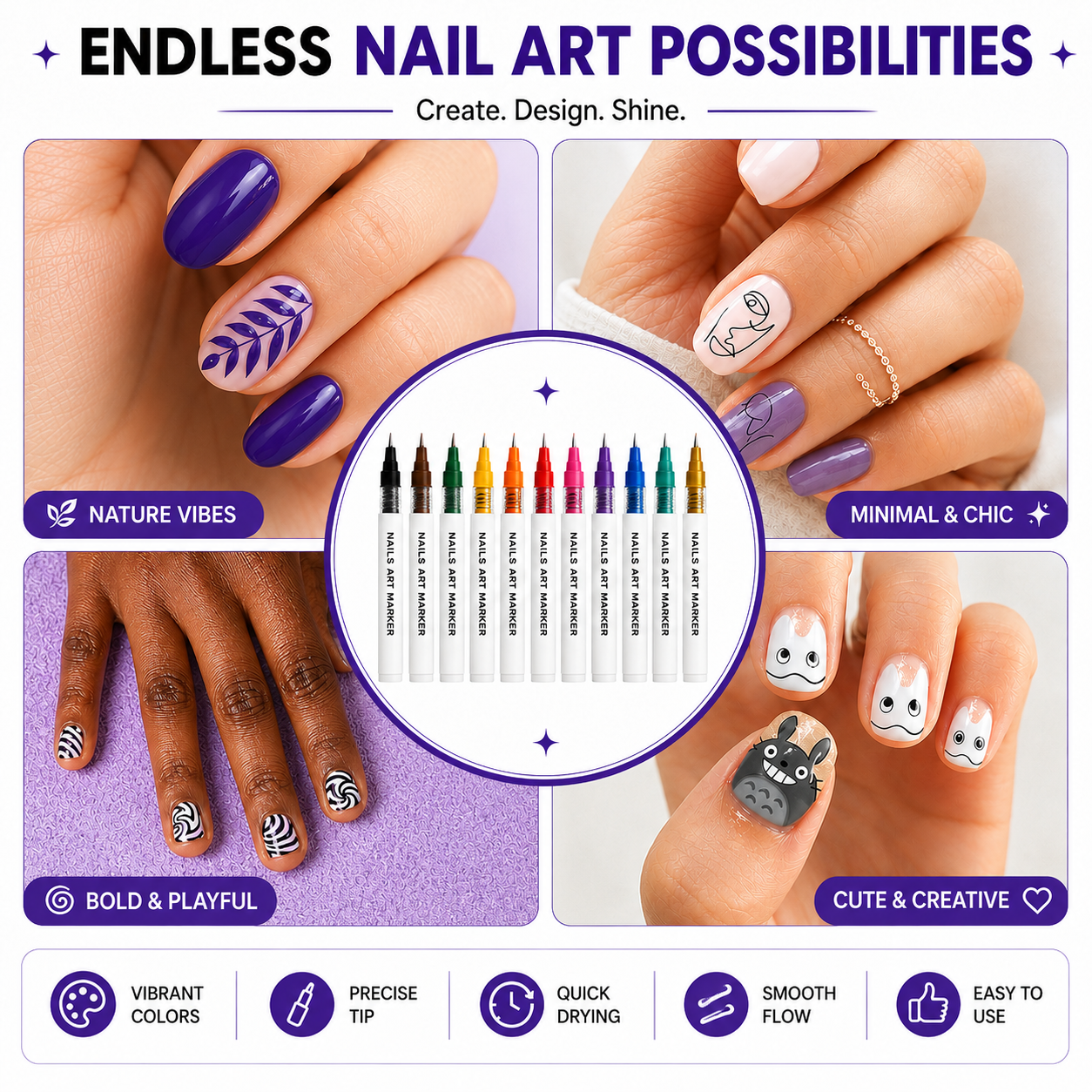 Nail Art Pens Set 12 Colors